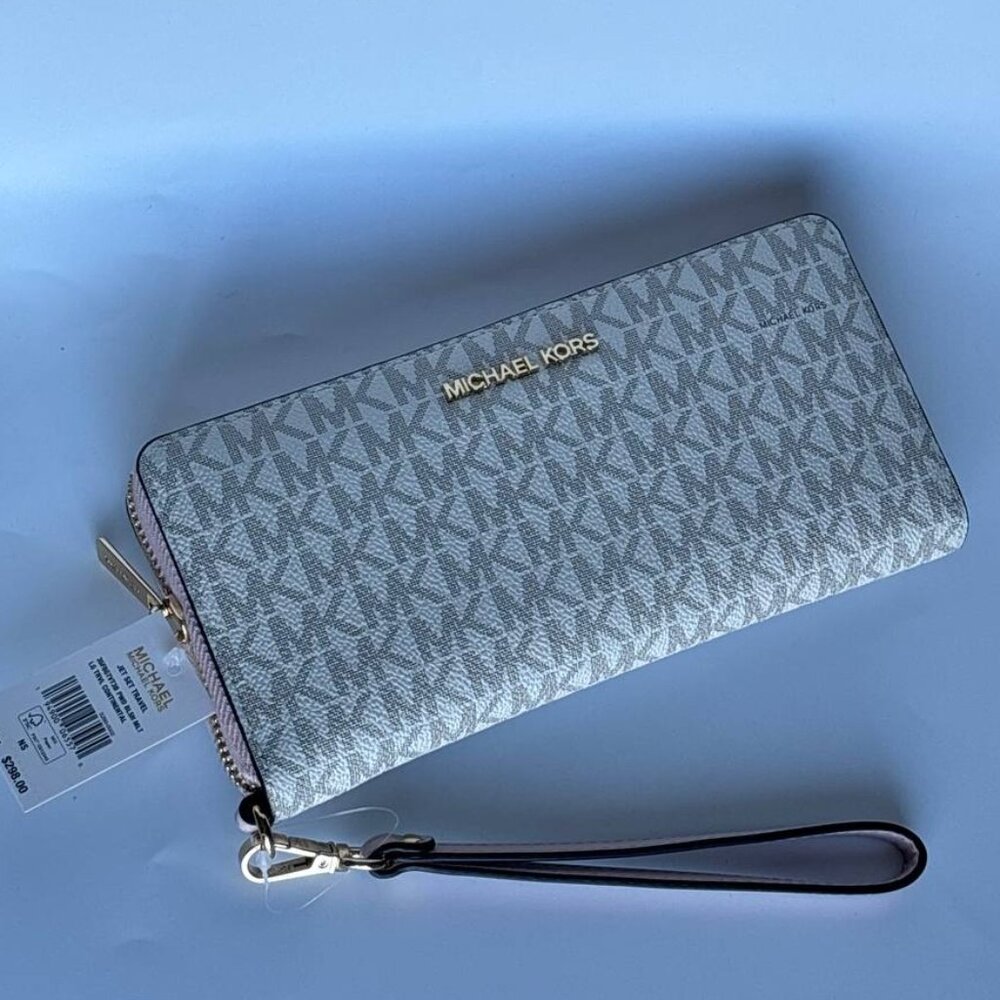Michael Kors Jet Set Travel Continental Long Wallet Wristlet powdered blush